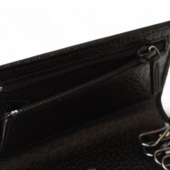 Gucci Outlet Key Case Key Holder 6-stacks Pigskin Sherry Line Black 033 - Picture 6 of 9